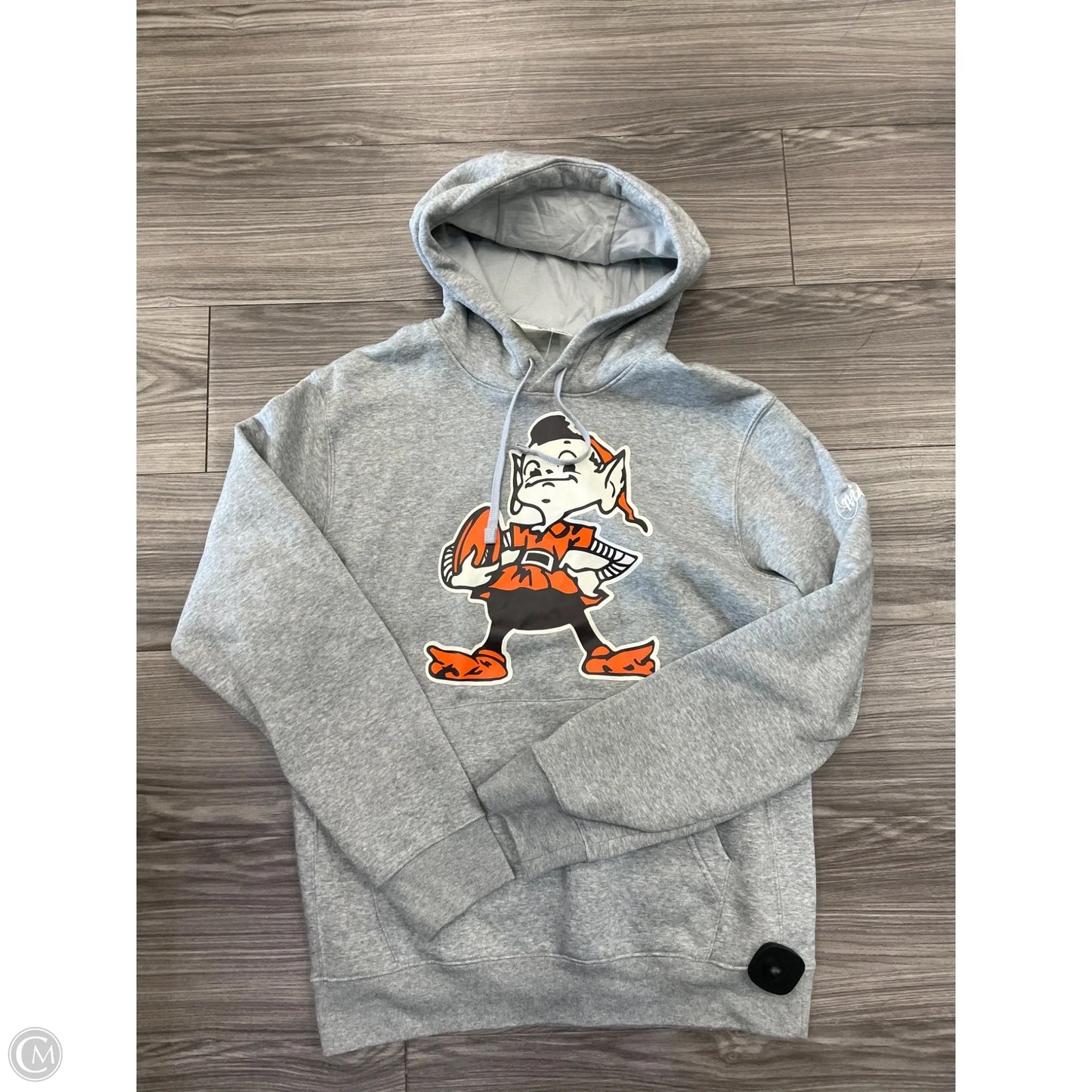 Athletic Sweatshirt Hoodie By Nike In Grey & Orange, Size: S