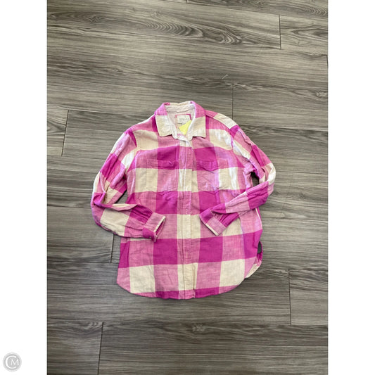 Top Long Sleeve By American Eagle In Plaid Pattern, Size: Xs