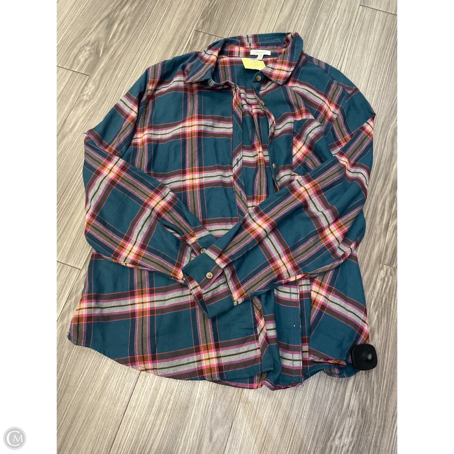 Top Long Sleeve By Maurices In Plaid Pattern, Size: 2x