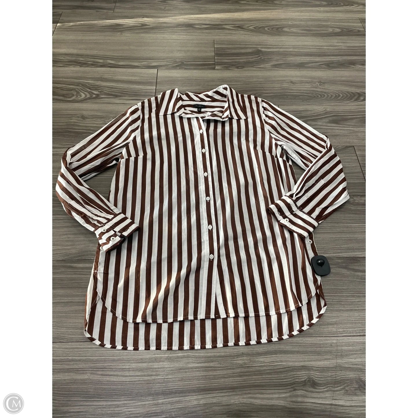 Top Long Sleeve By Talbots In Striped Pattern, Size: M