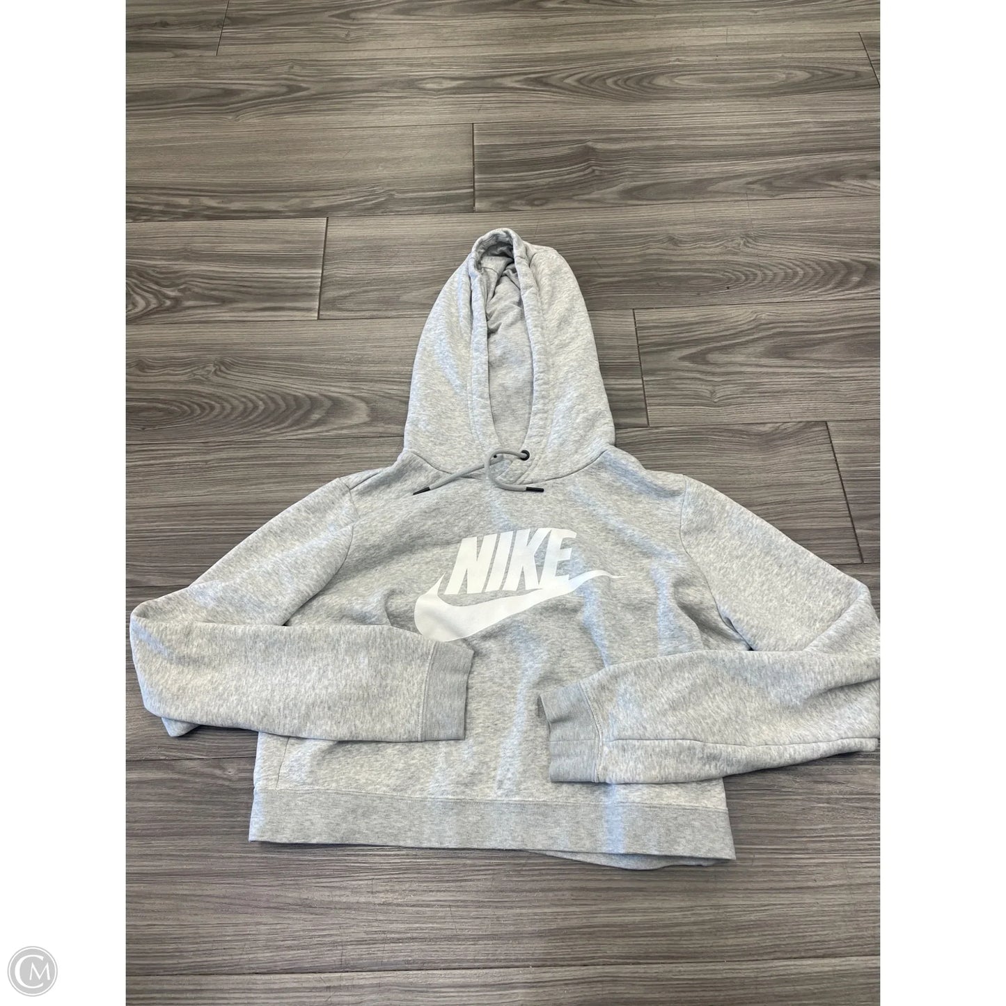 Athletic Sweatshirt Hoodie By Nike In Grey, Size: M