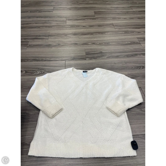 Sweater By Ana In White, Size: 1x