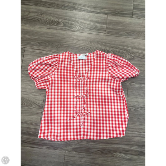 Top Short Sleeve By Rose And Olive In Plaid Pattern, Size: Xl