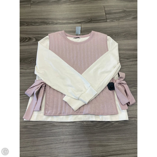 Sweatshirt Collar By Zara In Pink & White, Size: L
