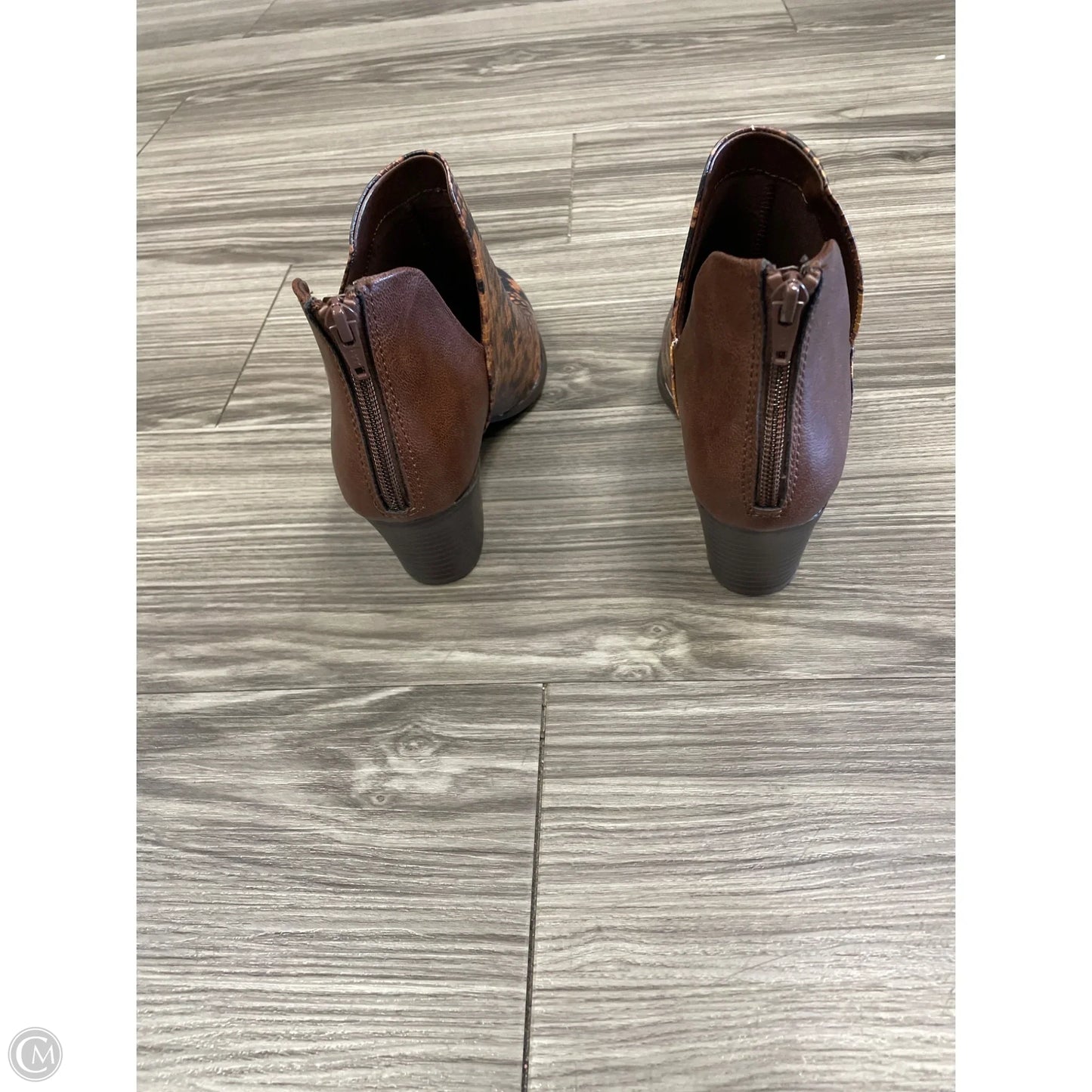 Boots Ankle Heels By Clothes Mentor In Snakeskin Print, Size: 7.5