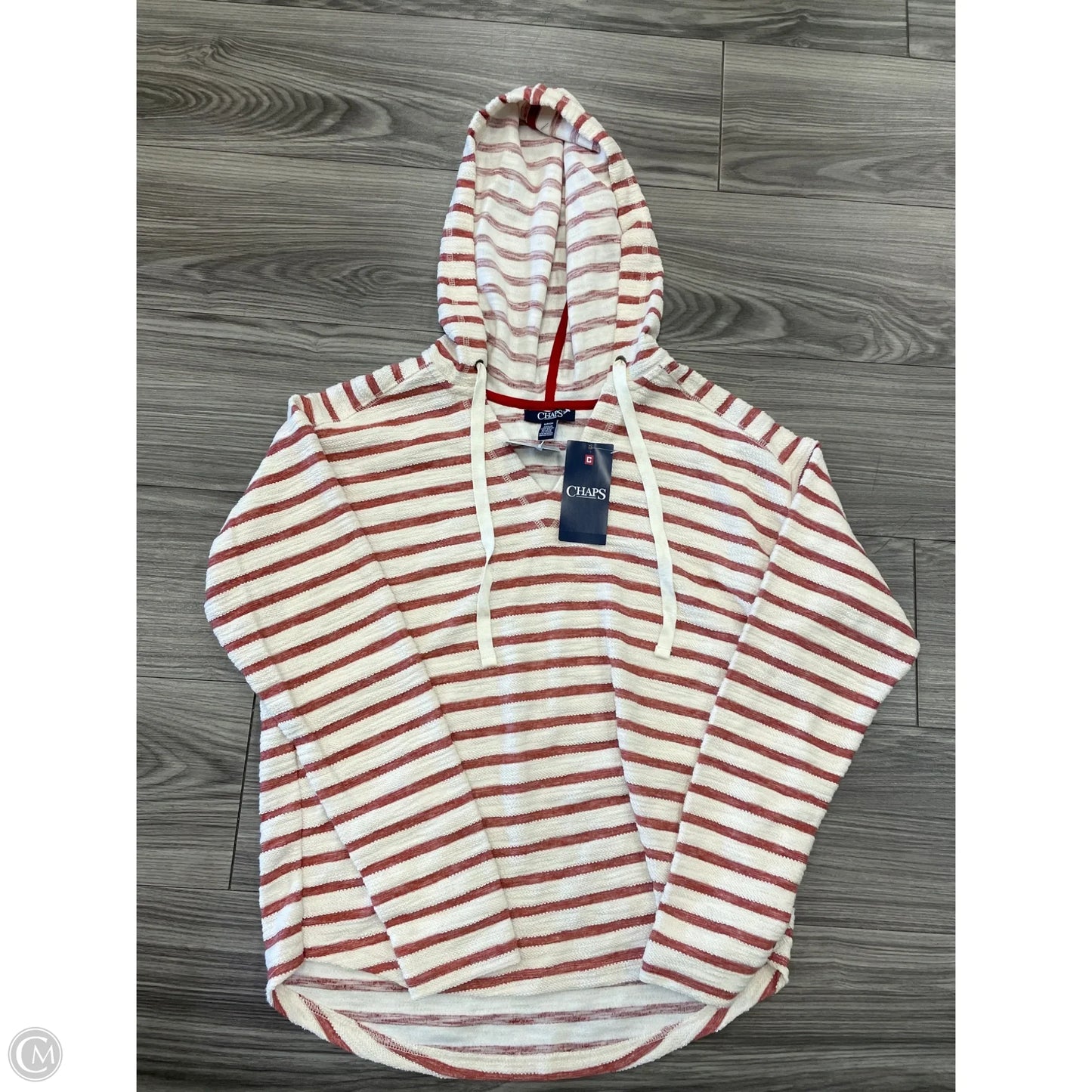 Sweatshirt Hoodie By Chaps In Striped Pattern, Size: S