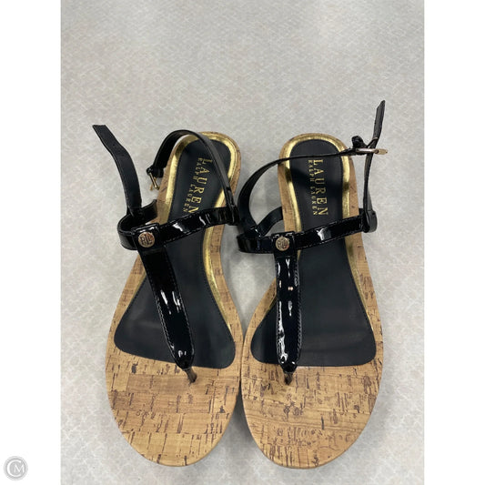 Sandals Flip Flops By Ralph Lauren In Black & Brown, Size: 8