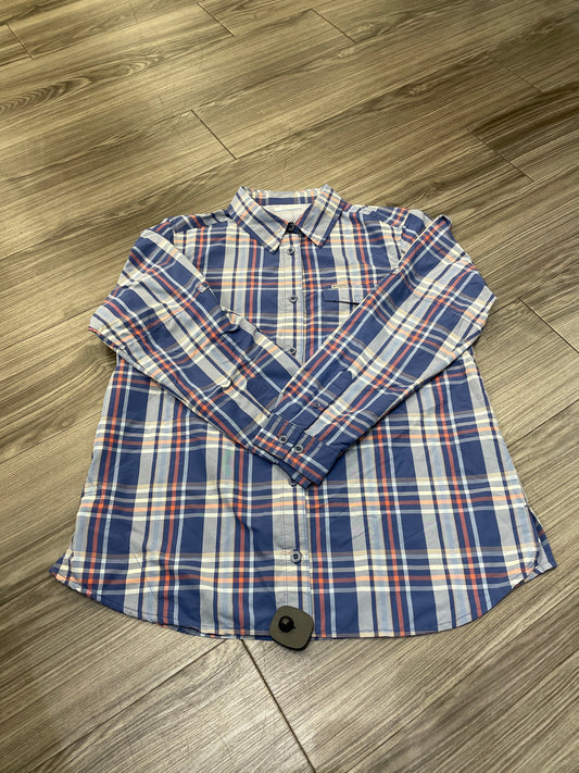 Top Long Sleeve By Columbia In Blue & Cream, Size: L