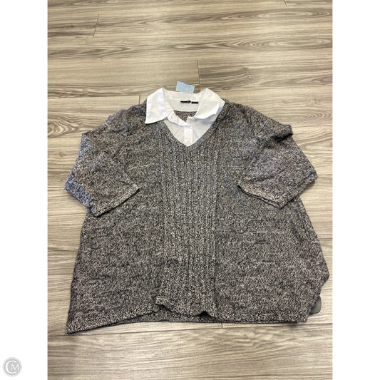 Sweatshirt Collar By Basic Editions In Grey, Size: 2x