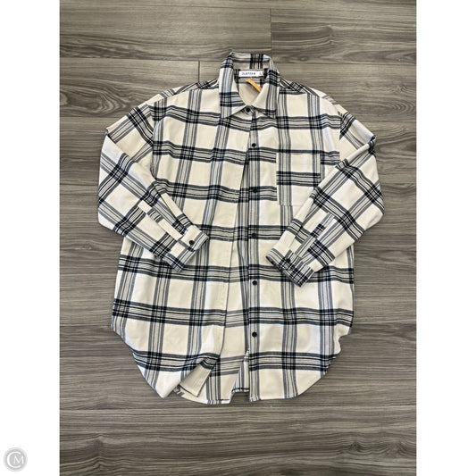 Top Long Sleeve By Justfab In Plaid Pattern, Size: S