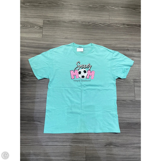 Top Short Sleeve By Simply Southern In Teal, Size: Xl