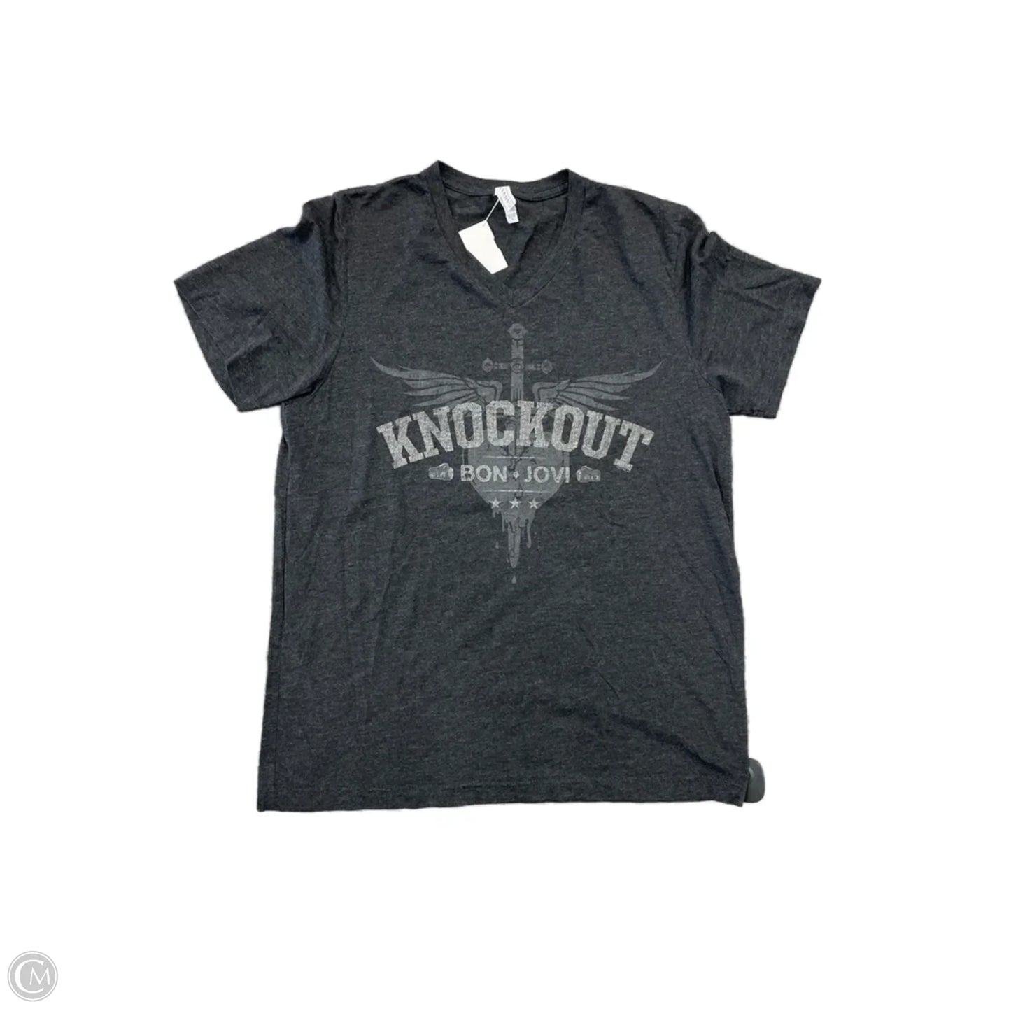 Top Short Sleeve By Bella + Canvas In Grey, Size: L