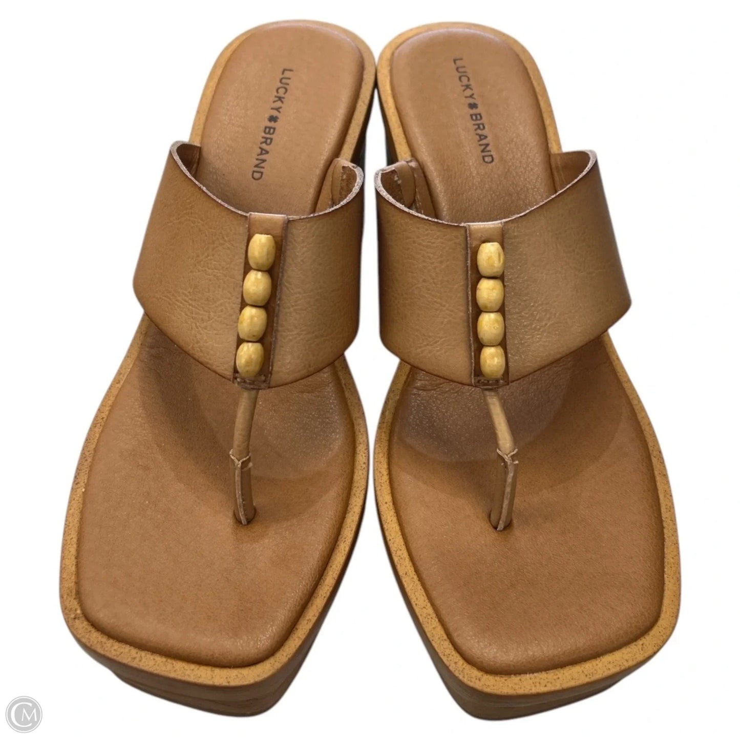 Sandals Heels Platform By Lucky Brand In Tan, Size: 8.5