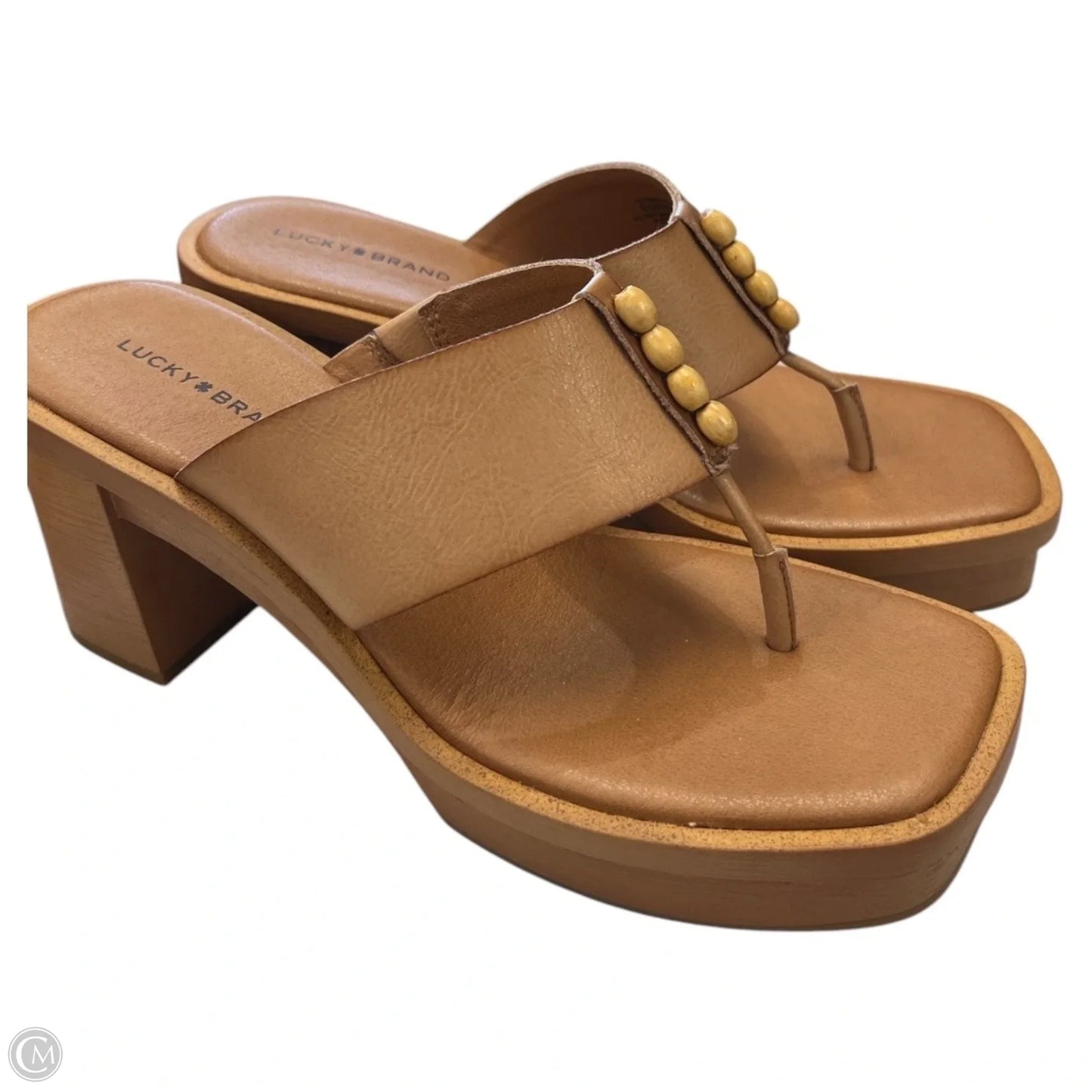 Sandals Heels Platform By Lucky Brand In Tan, Size: 8.5
