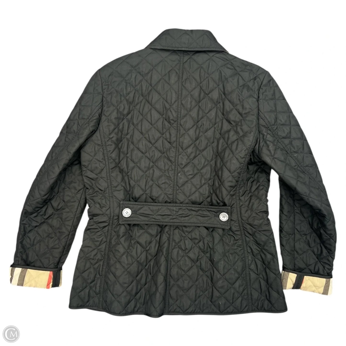 Coat Luxury Designer By Burberry In Black, Size: L