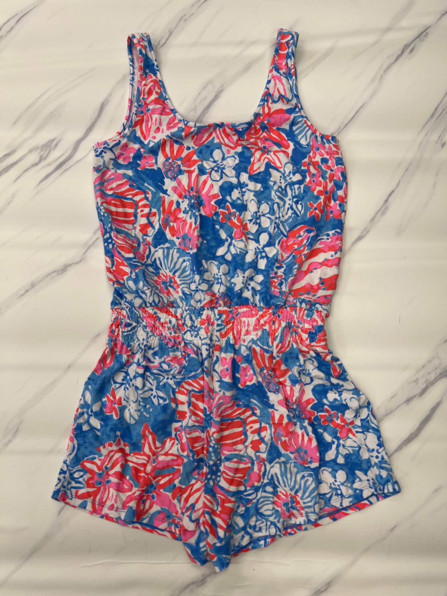 Romper Designer By Lilly Pulitzer In Blue & Pink, Size: Xs