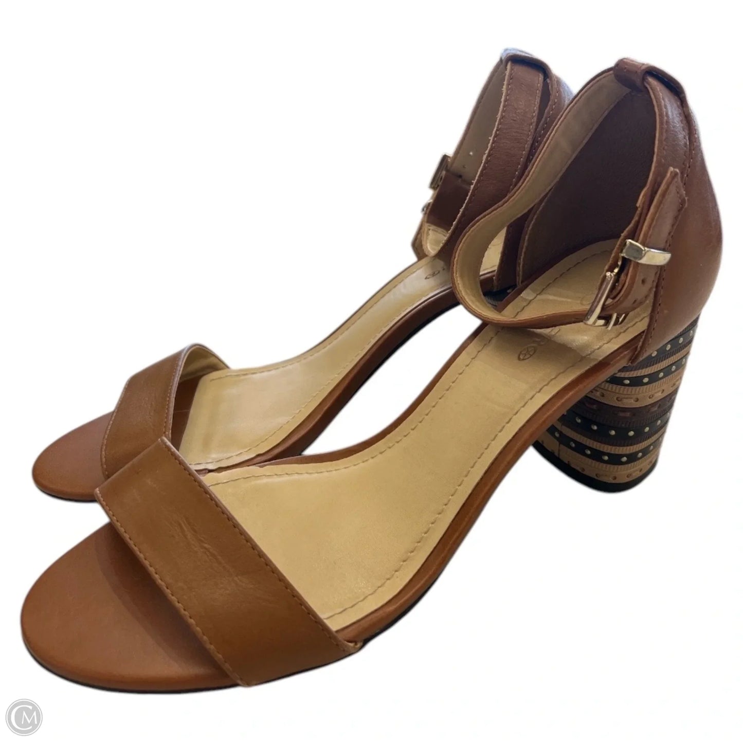 Sandals Heels Block By Cmc In Brown, Size: 9