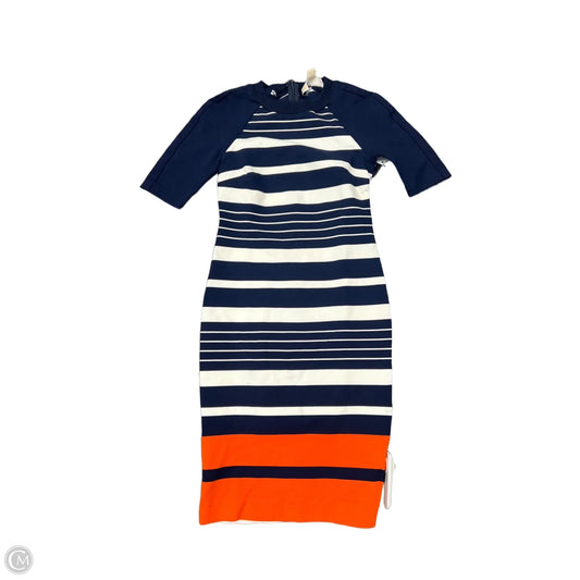 Dress Casual Midi By Michael By Michael Kors In Blue & Cream, Size: 0