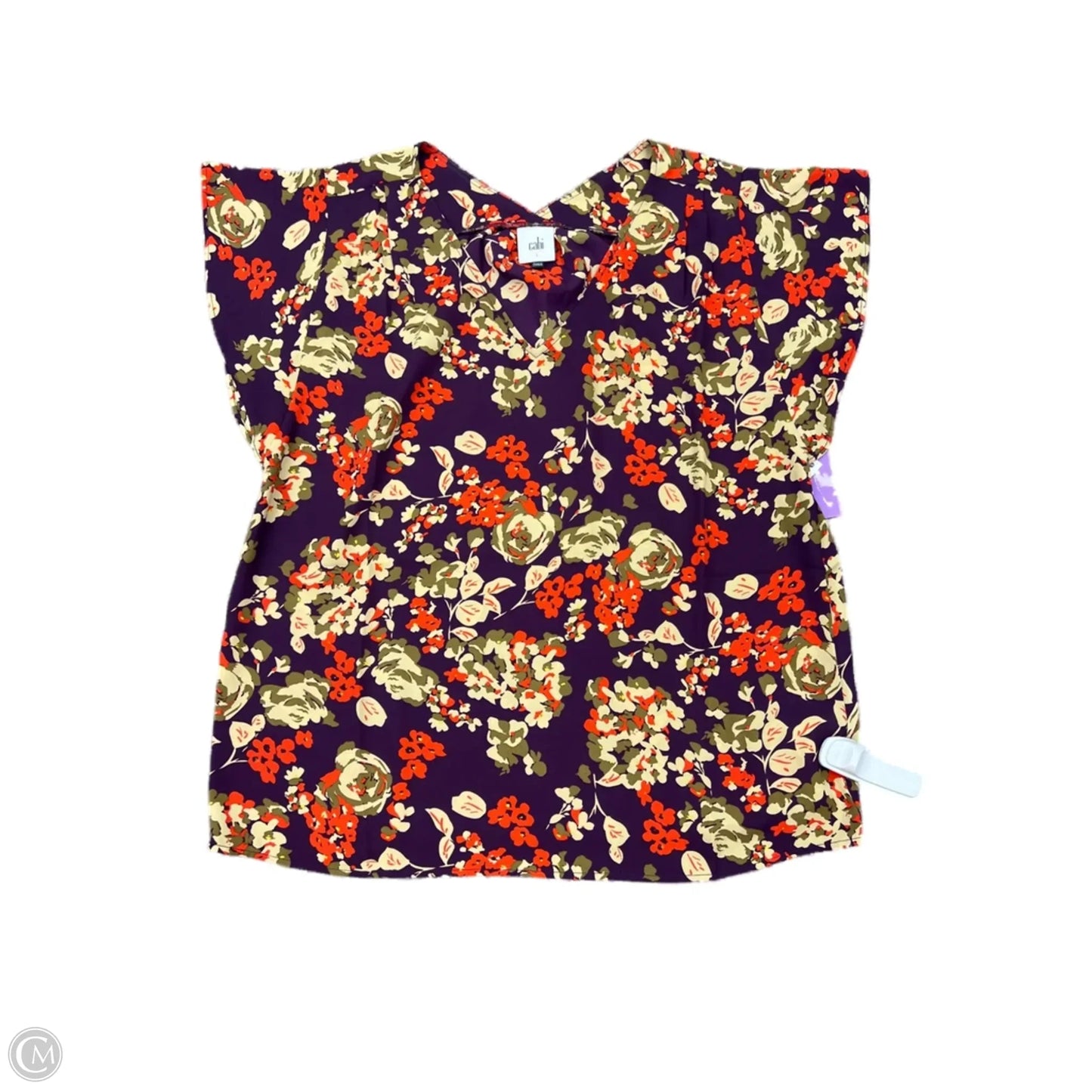 Top Short Sleeve By Cabi In Floral Print, Size: S