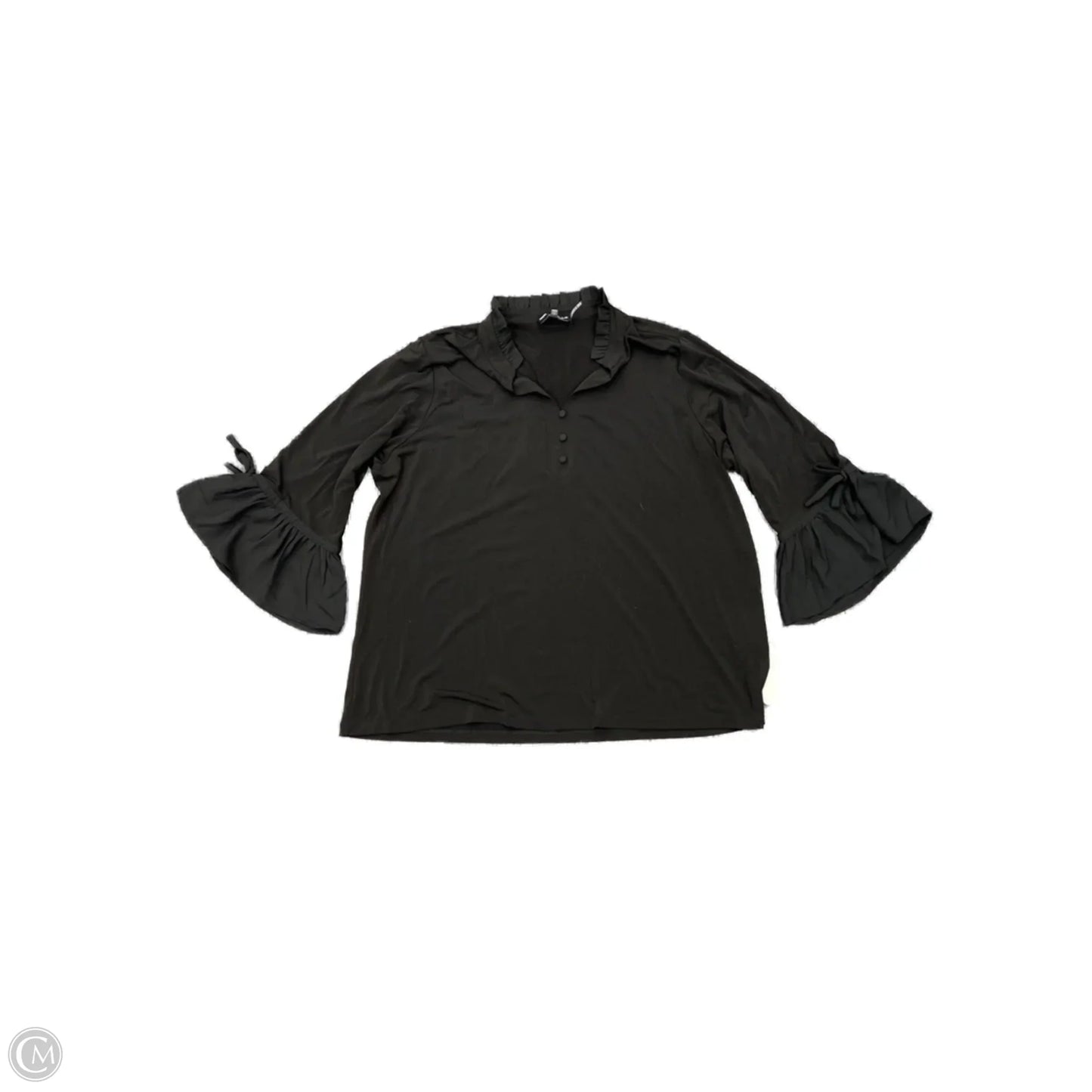 Top 3/4 Sleeve Designer By Karl Lagerfeld In Black, Size: 1x
