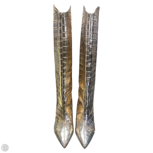 Boots Knee Heels By Cma In Gold, Size: 7.5