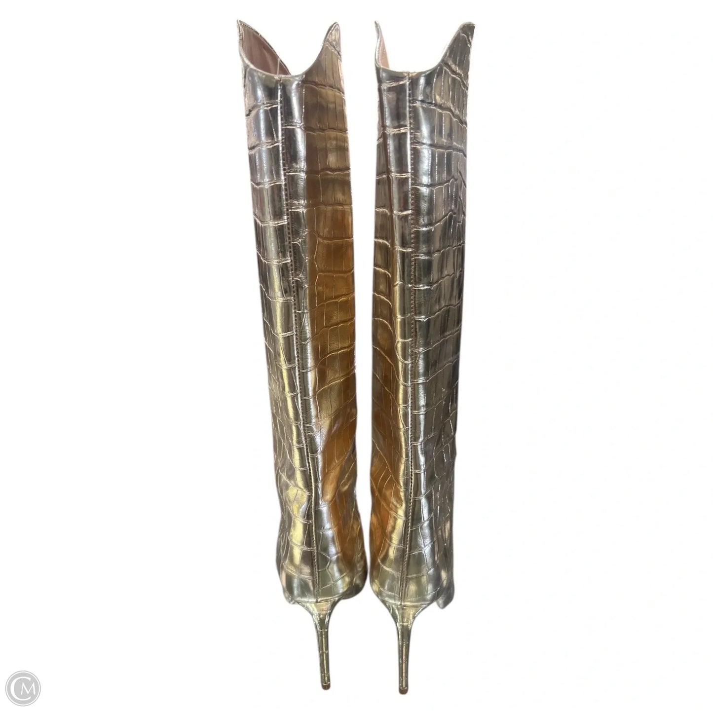 Boots Knee Heels By Cma In Gold, Size: 7.5