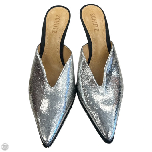 Shoes Heels Stiletto By Schutz In Silver, Size: 7.5