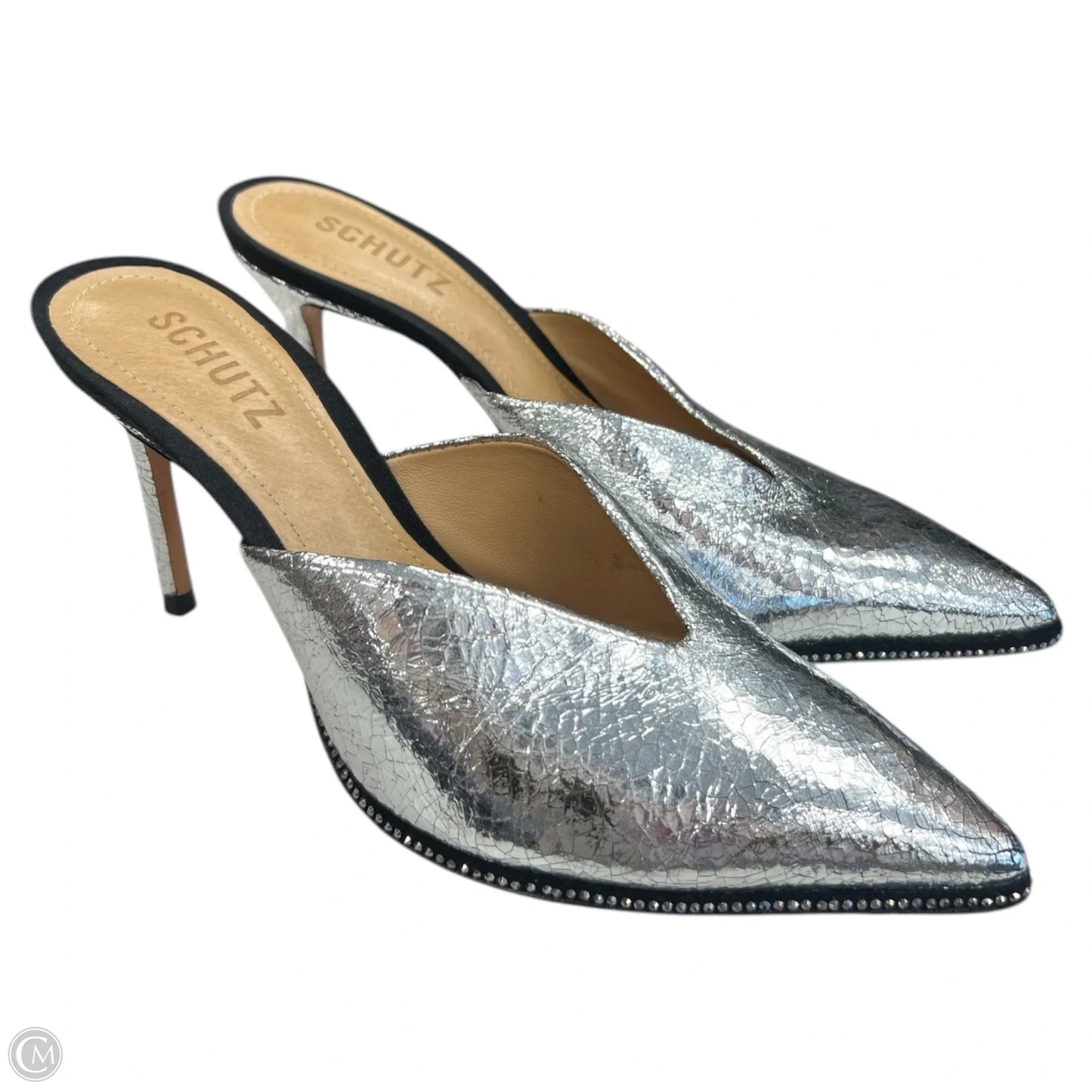 Shoes Heels Stiletto By Schutz In Silver, Size: 7.5