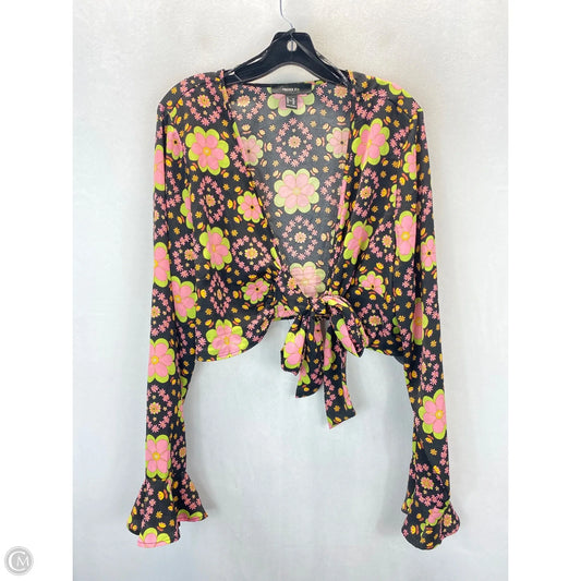 Top Long Sleeve By Forever 21 In Green & Pink, Size: 2x