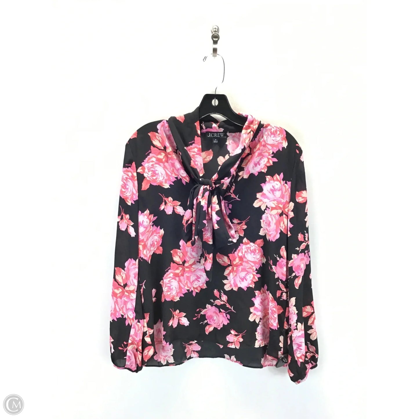 Blouse Long Sleeve By J. Crew In Black & Pink, Size: M