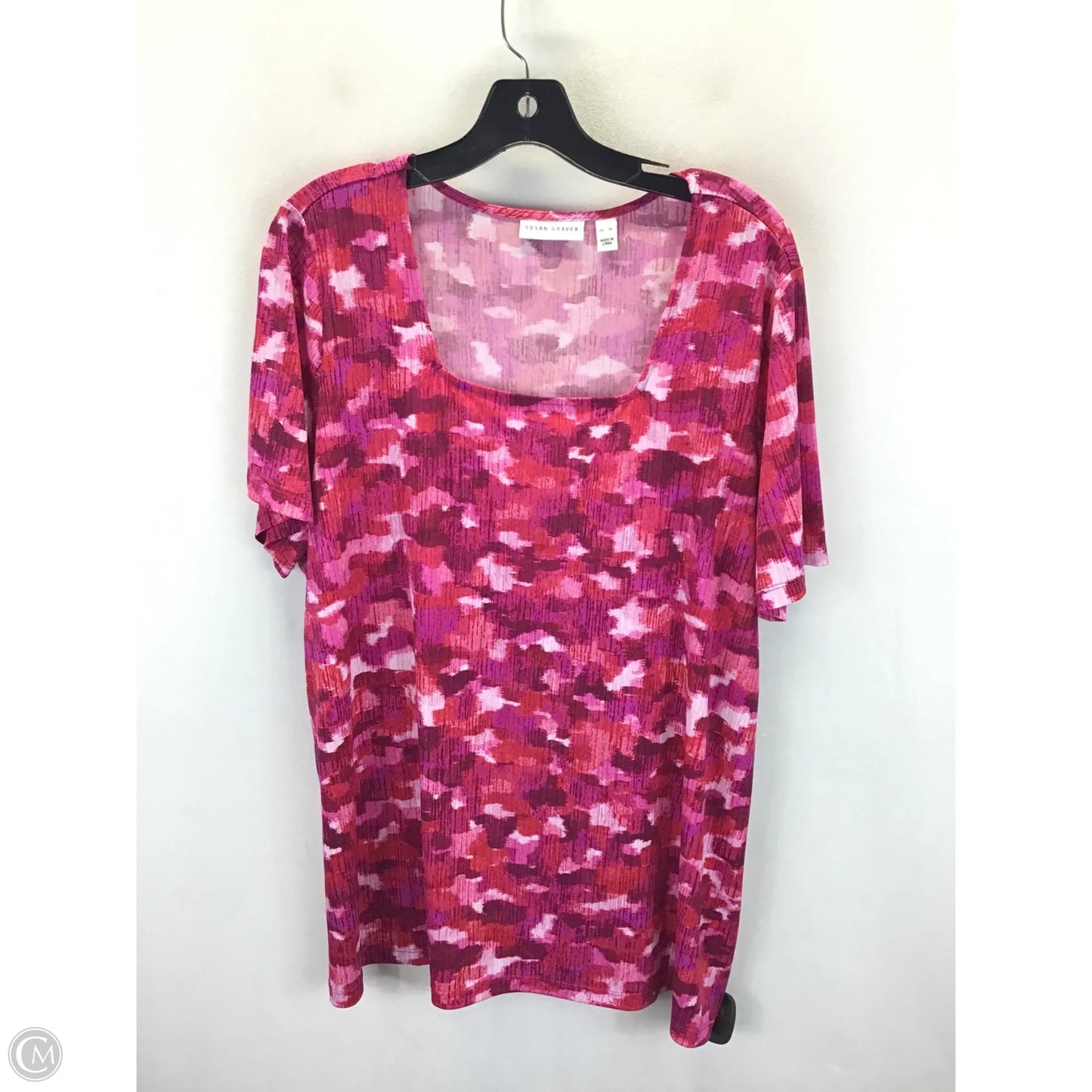 Top Short Sleeve By Susan Graver In Pink & Red, Size: Xl