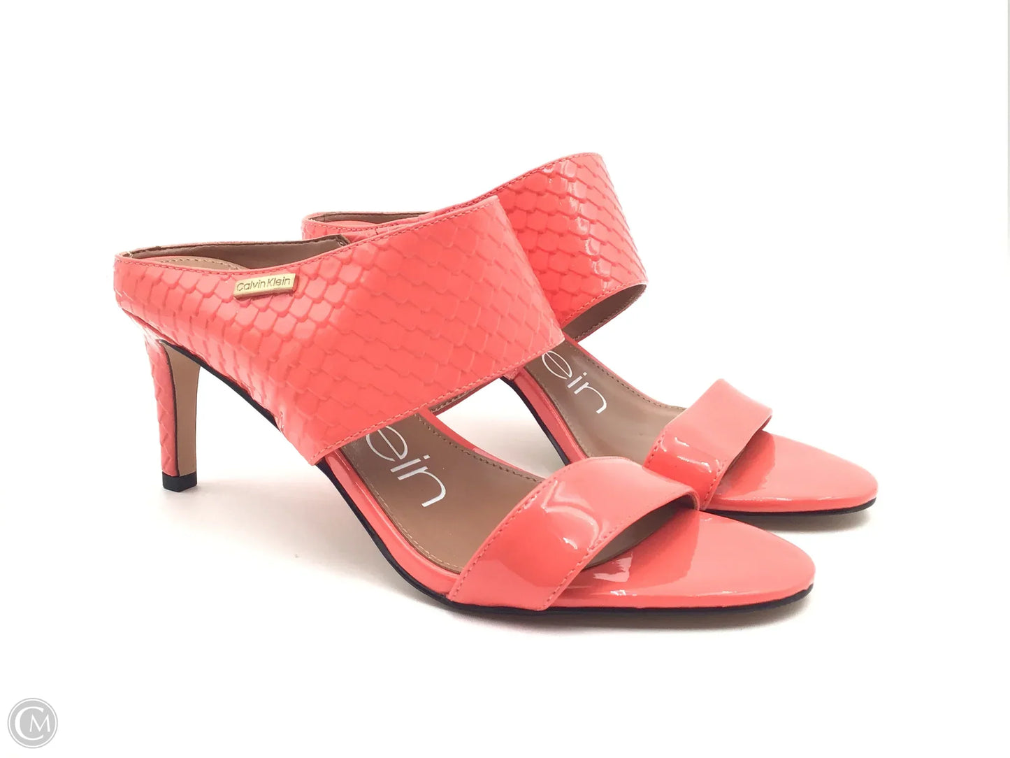 Sandals Heels Kitten By Calvin Klein In Orange, Size: 7