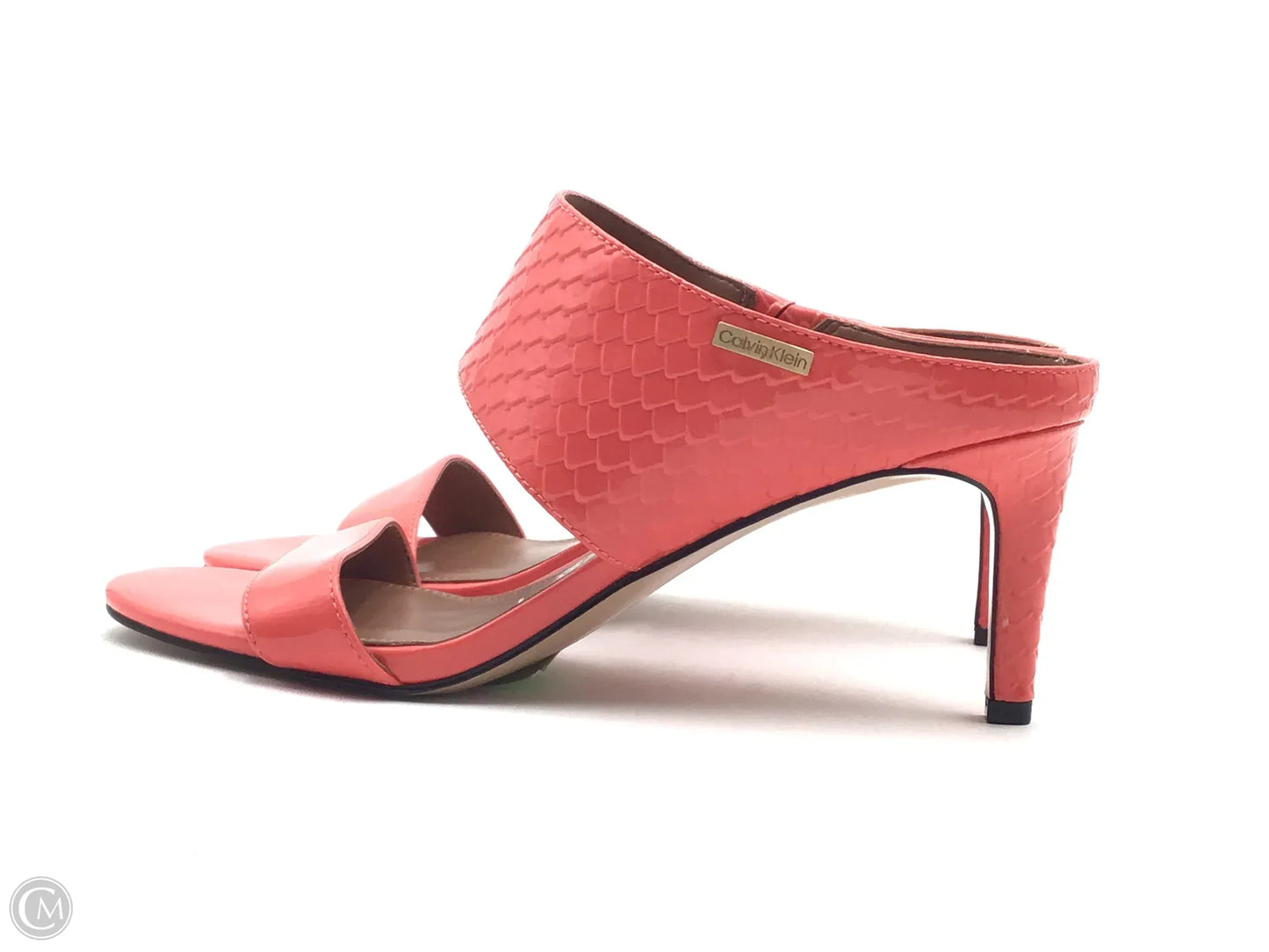 Sandals Heels Kitten By Calvin Klein In Orange, Size: 7