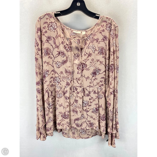 Top Long Sleeve By Hinge In Floral Print, Size: Xl