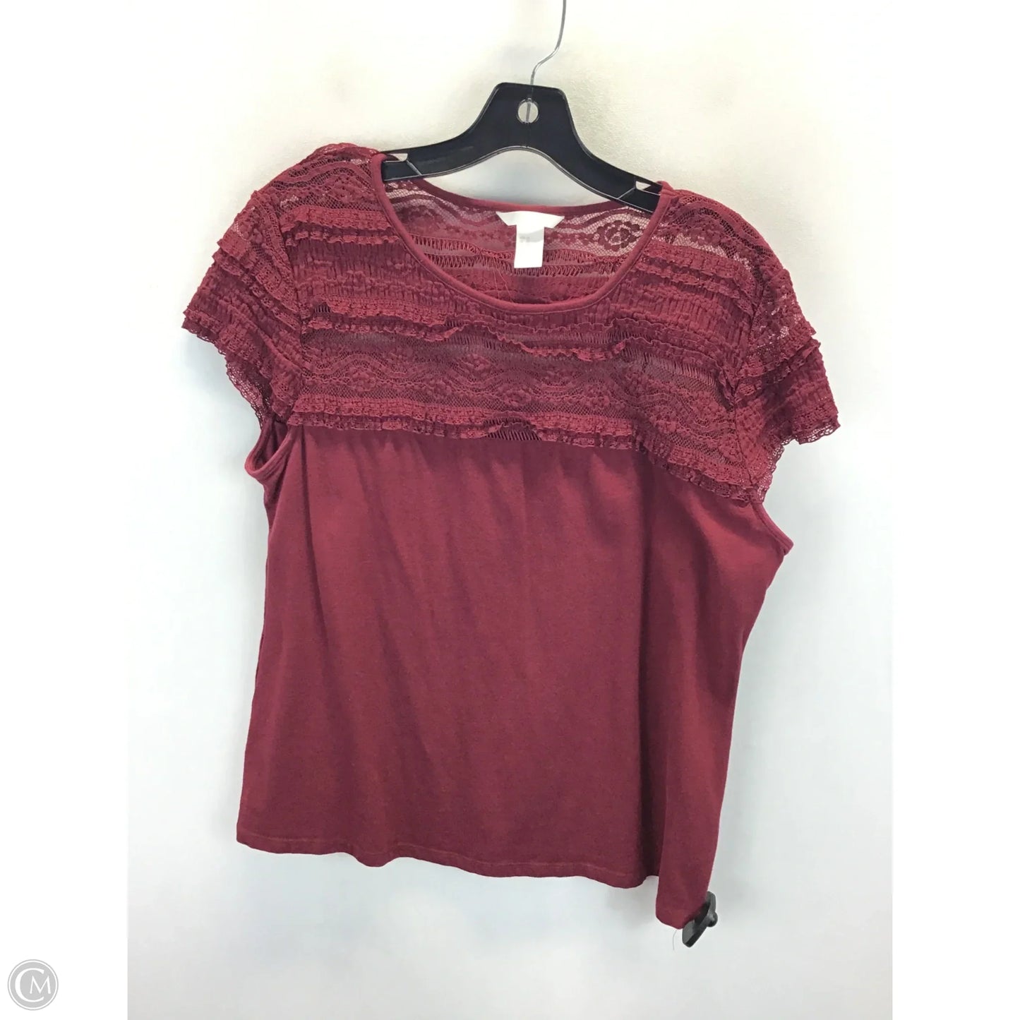 Top Short Sleeve By H&m In Maroon, Size: Xl