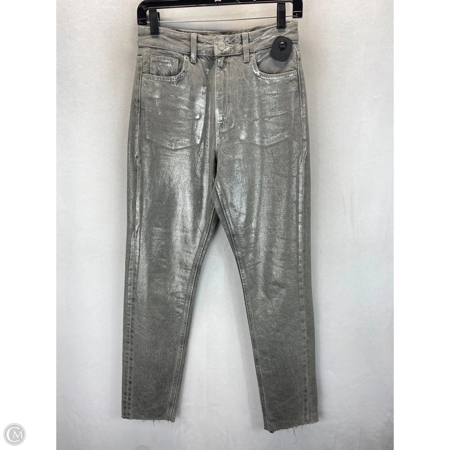 Jeans Skinny By Zara In Silver, Size: 2