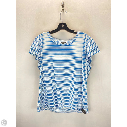 Top Short Sleeve By Ann Taylor In Blue & White, Size: Xl
