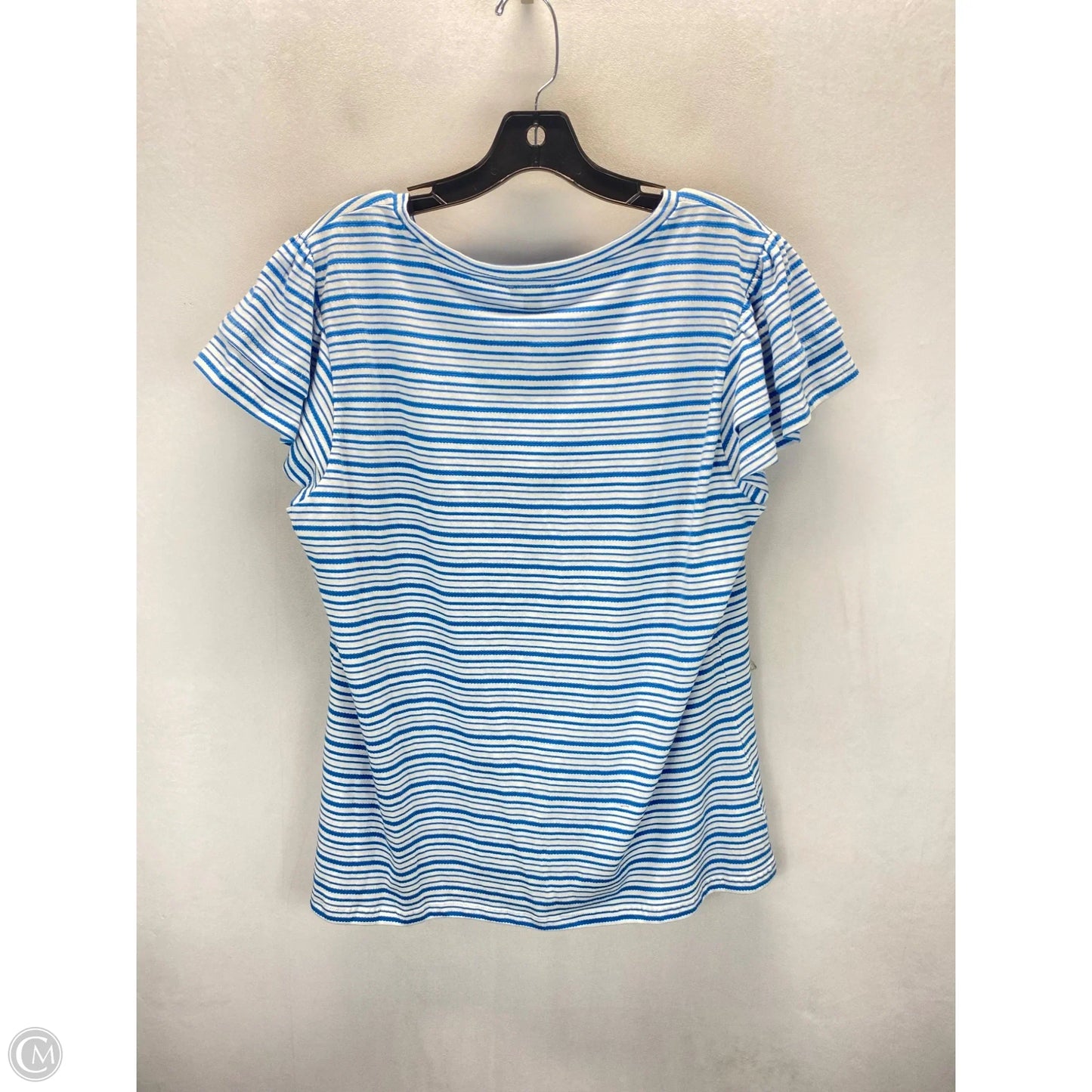 Top Short Sleeve By Ann Taylor In Blue & White, Size: Xl