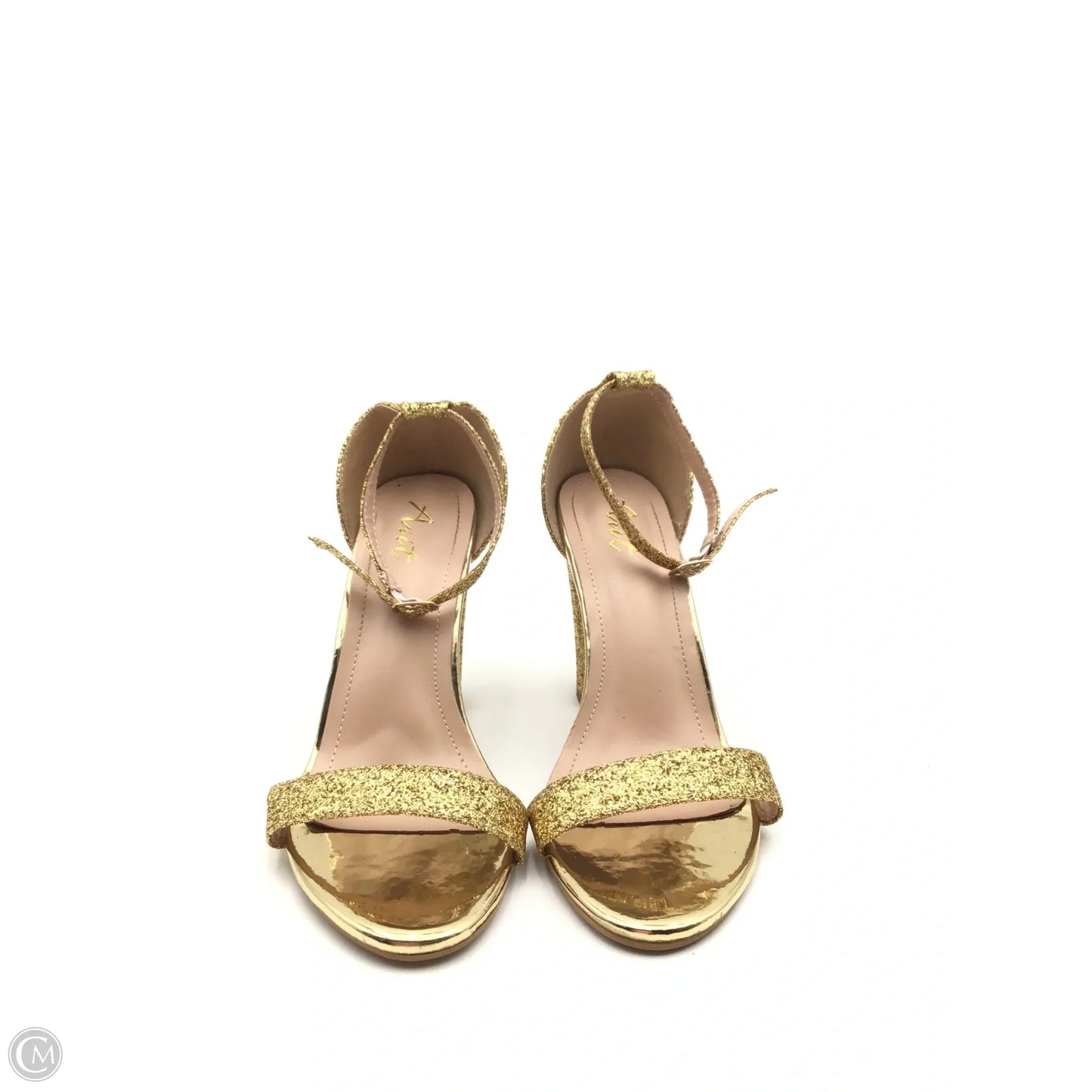 Sandals Heels Block By Clothes Mentor In Gold, Size: 8