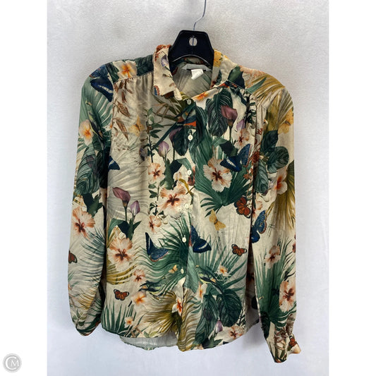 Blouse Long Sleeve By H&m In Tropical Print, Size: 2