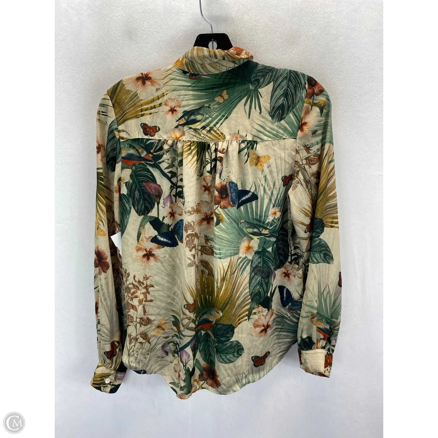 Blouse Long Sleeve By H&m In Tropical Print, Size: 2