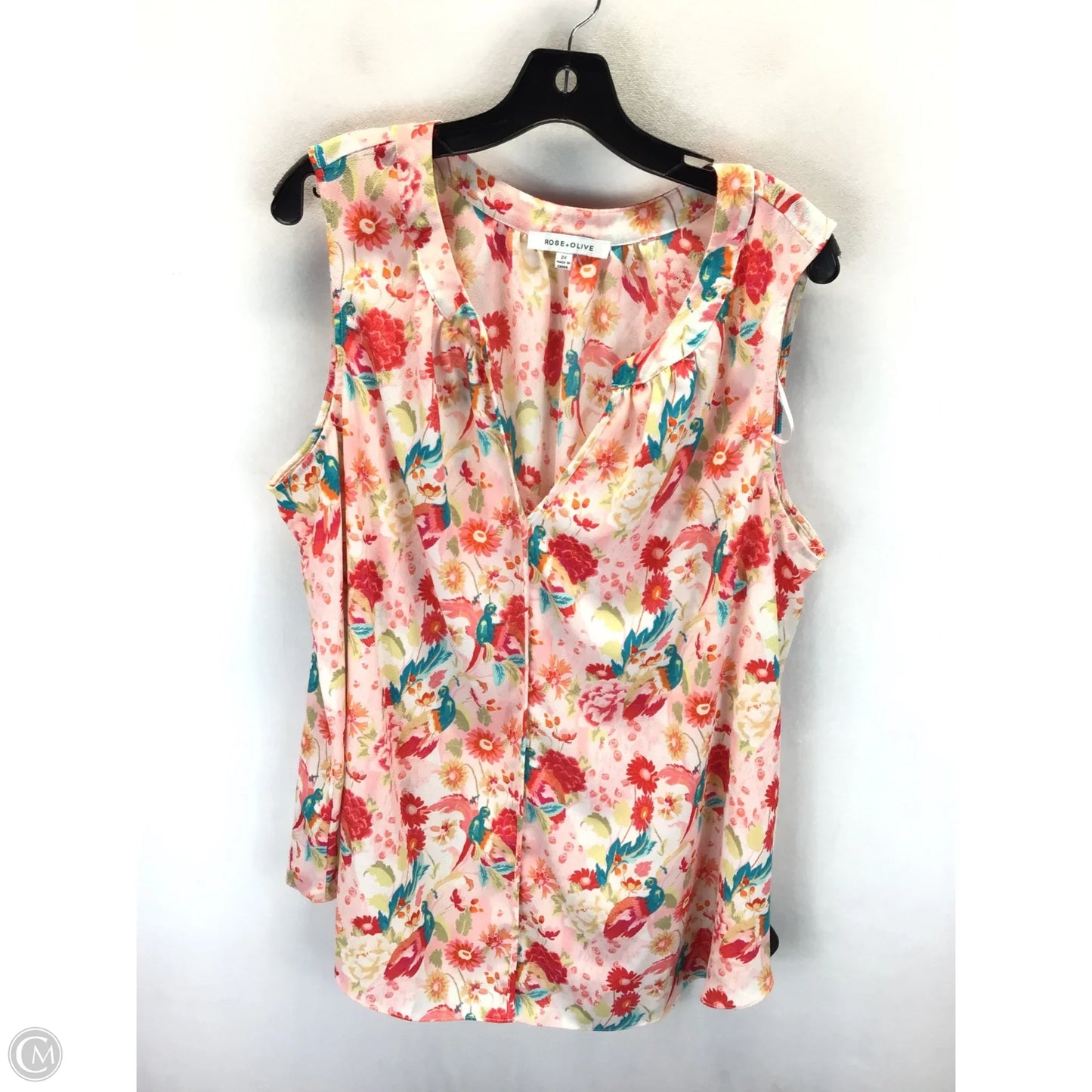 Blouse Sleeveless By Rose And Olive In Blue & Orange, Size: 2x