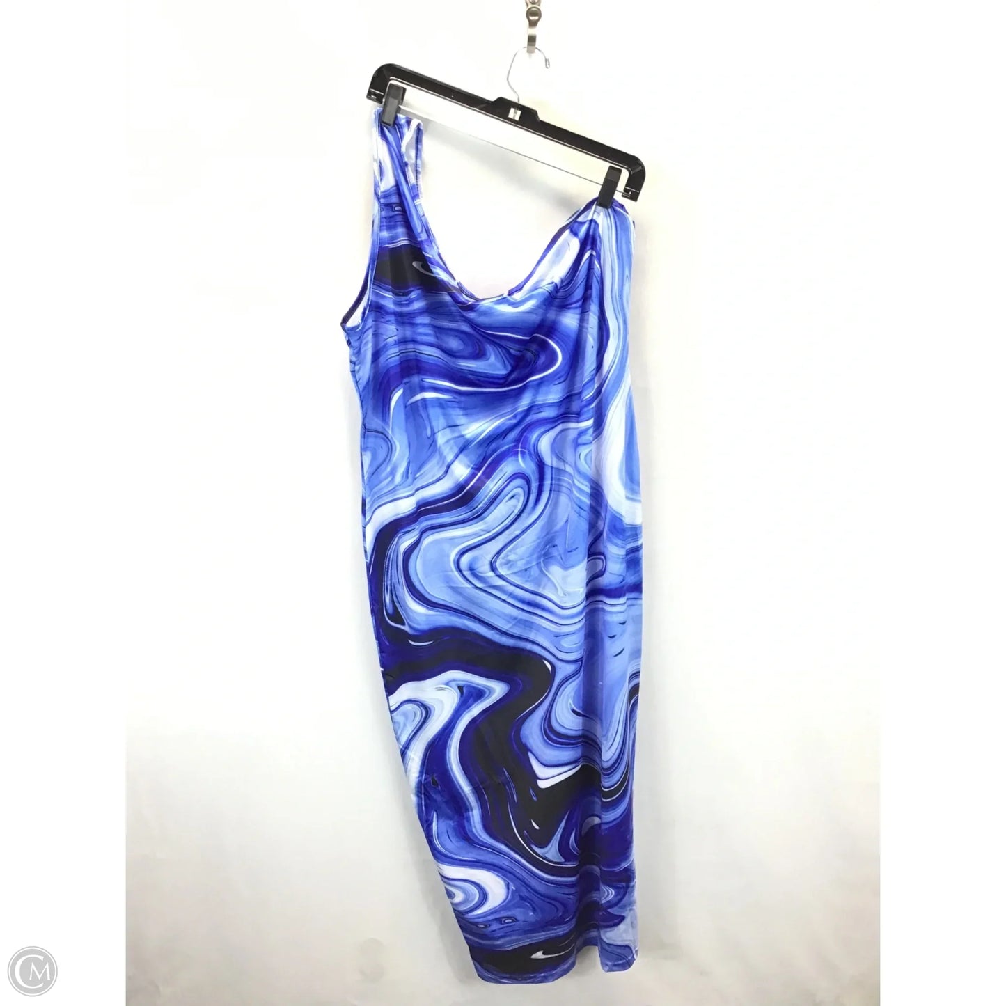 Dress Casual Midi By Clothes Mentor In Black & Blue, Size: 3x