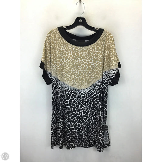 Top Short Sleeve By Dana Buchman In Black & Tan, Size: M