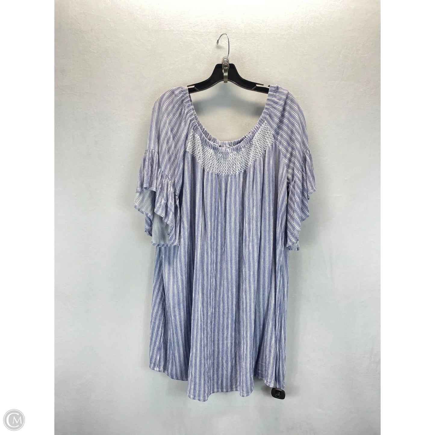 Top Short Sleeve By Ana In Blue & White, Size: Xxl