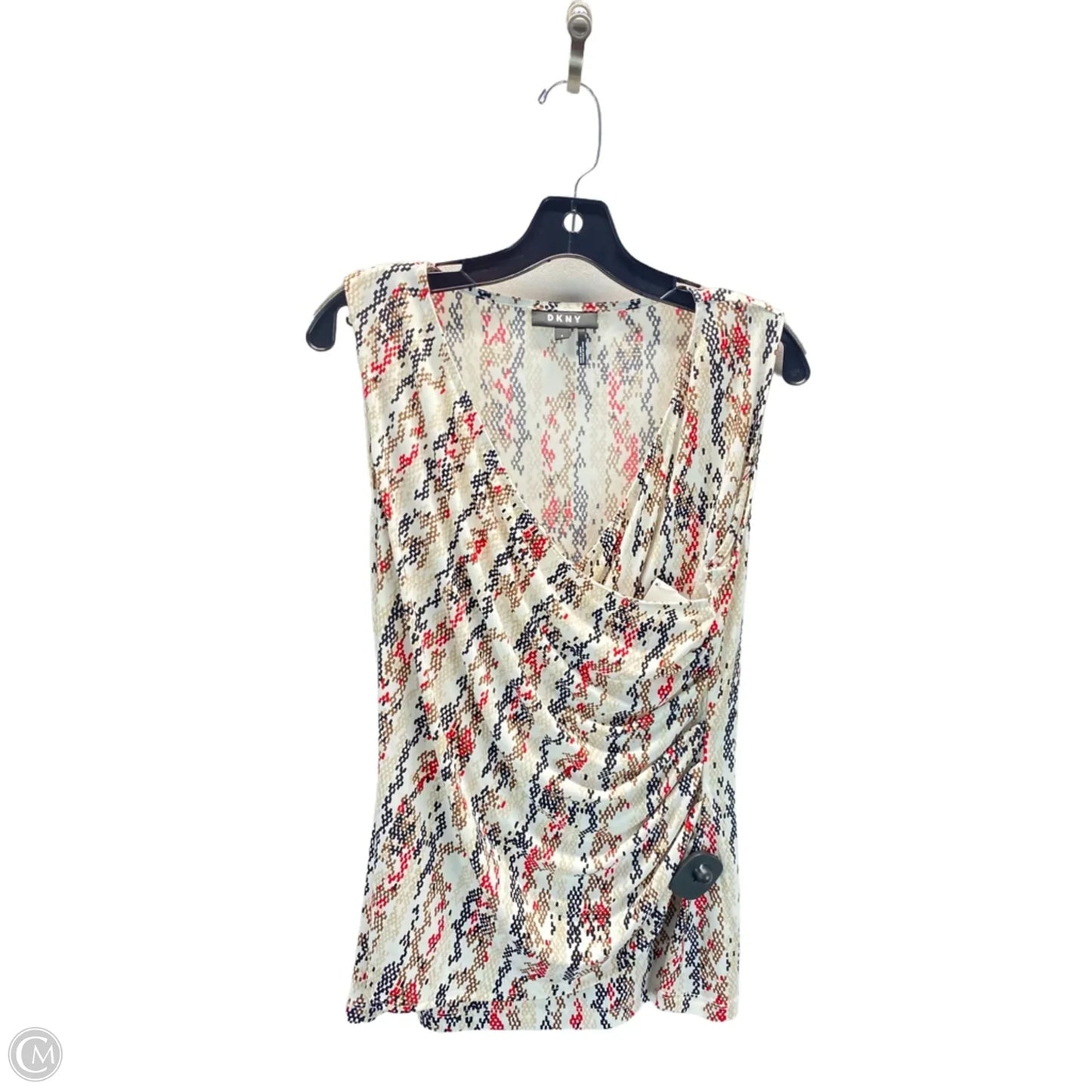 Top Sleeveless By Dkny In Red & Tan, Size: S