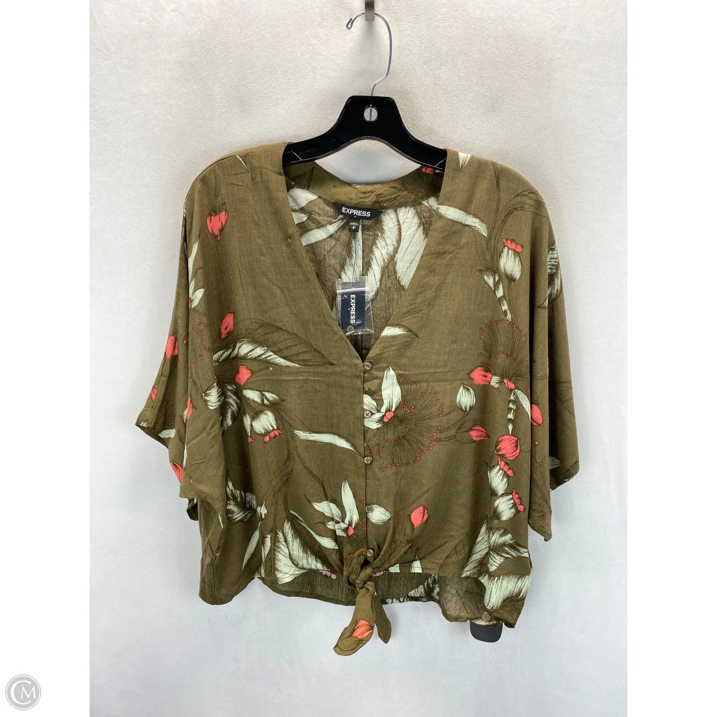 Top Short Sleeve By Express In Tropical Print, Size: S