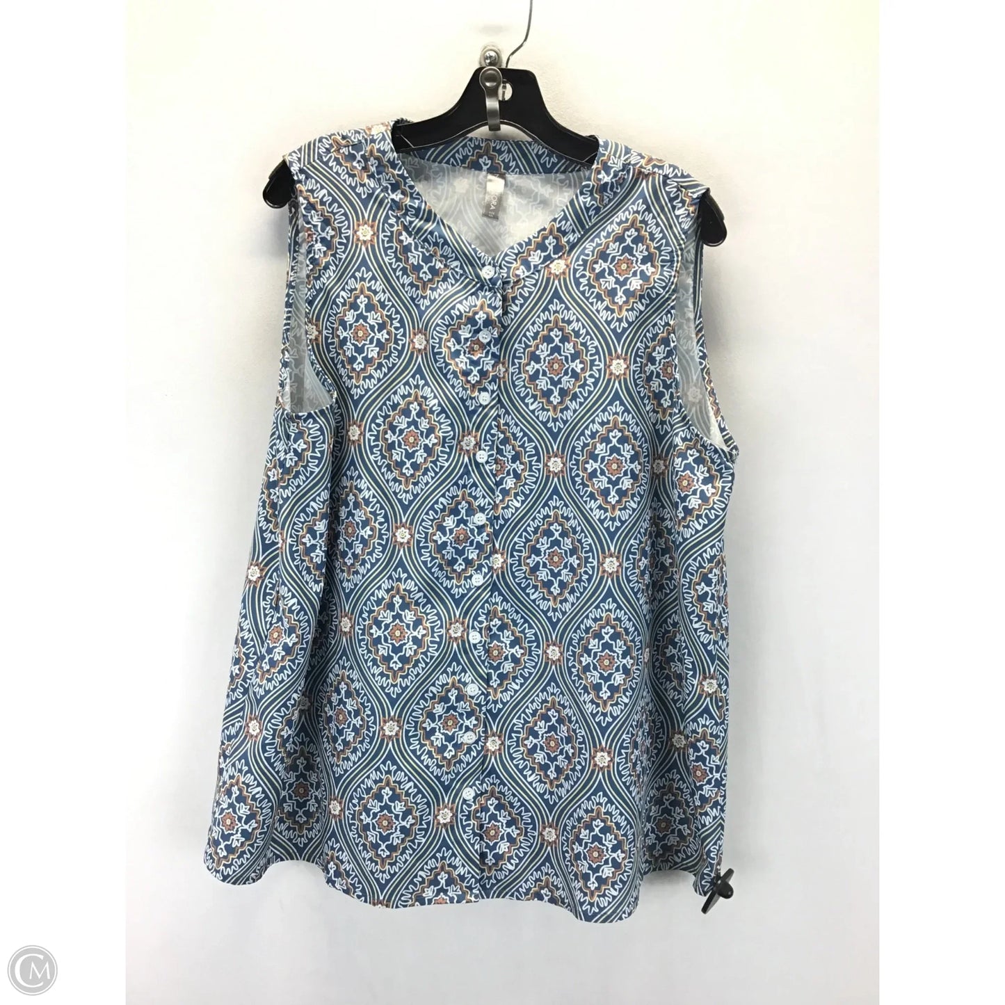 Top Sleeveless By Clothes Mentor In Blue & White, Size: Xxl