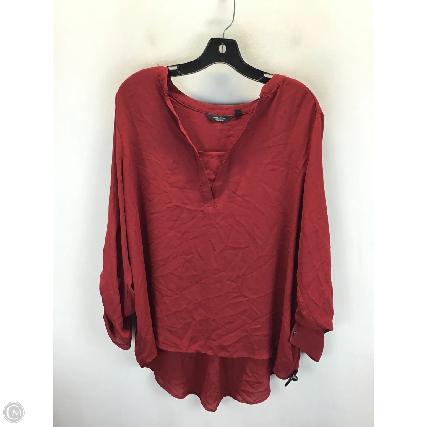 Blouse Long Sleeve By Simply Vera In Red, Size: Xl