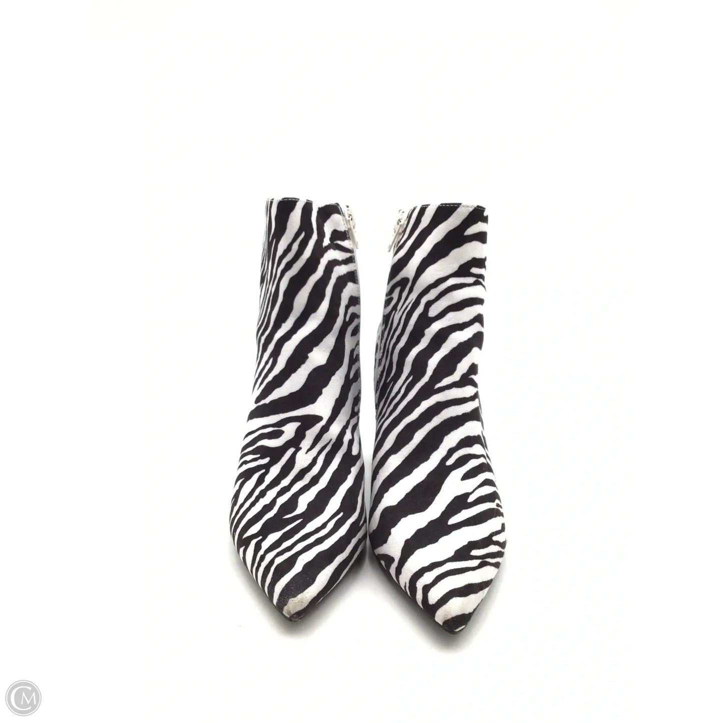 Boots Ankle Heels By Bamboo In Zebra Print, Size: 8.5